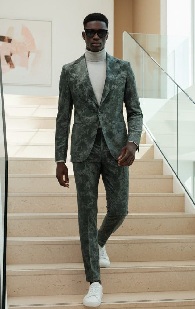 Giovanni Testi 1 Button Slim Fit  Faux leather with Patch PocketsGT1N-0075 GREEN