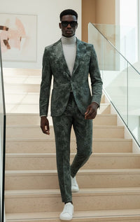 Giovanni Testi 1 Button Slim Fit  Faux leather with Patch PocketsGT1N-0075 GREEN