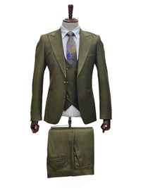 Giovanni Testi 1 Button 3 piece slim fit suit GT1PA+V-1501 OLIVE