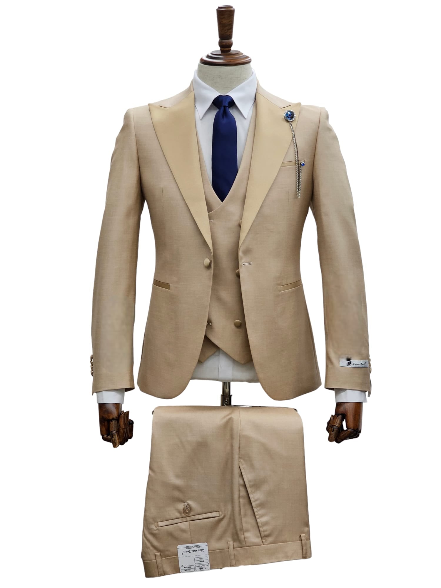 Giovanni Sand 1 Button Peak lapel 3 piece Tuxedo GT1PA+V-1501