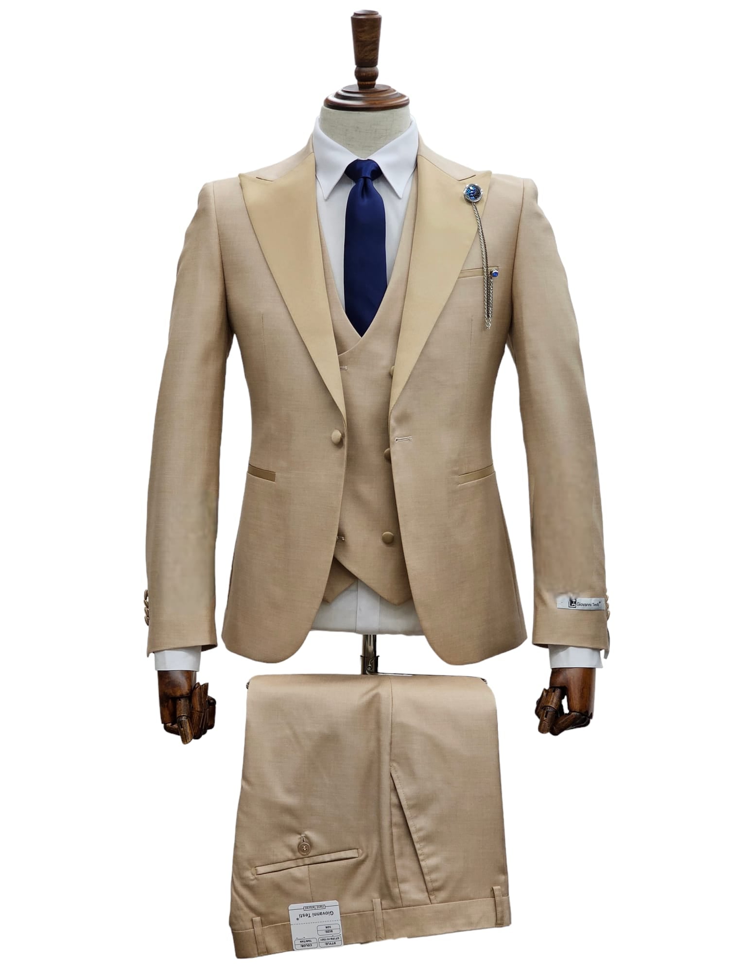 Giovanni Sand 1 Button Peak lapel 3 piece Tuxedo GT1PA+V-1501