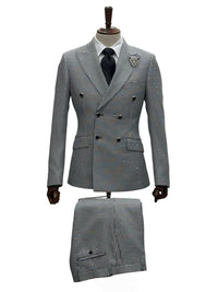 Giovanni Testi Double Breast Houndstooth Slim Fit Suit GT6DB-6105 BLACK/WHITE