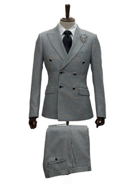 Giovanni Testi Double Breast Houndstooth Slim Fit Suit GT6DB-6105 BLACK/WHITE