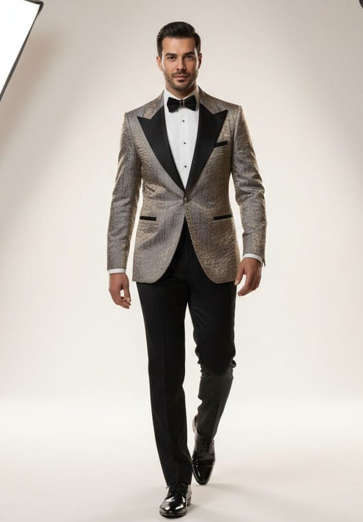 Giovanni Testi 1 Button Peak Lapel Slim Fit Iridescent Tuxedo EF1PX-6115 GOLDISH