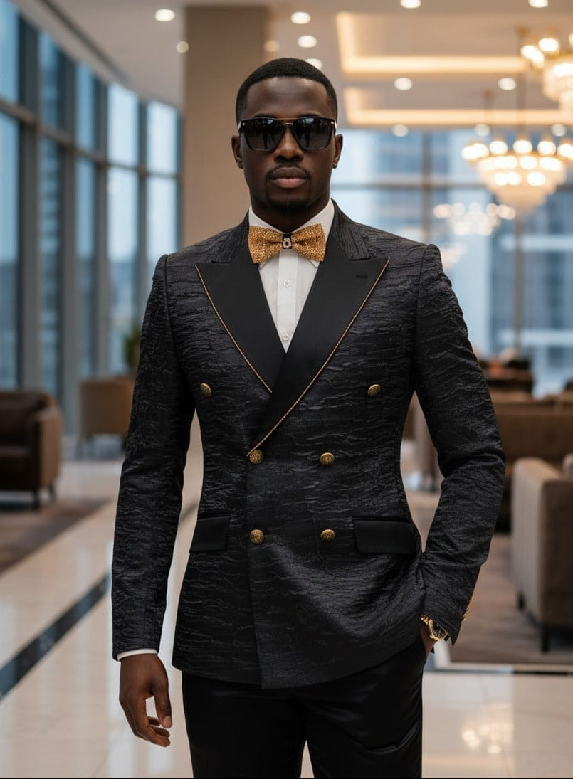 Giovanni Testi Slim Fit Double Breast Crinkle Fabric Suit – Suitfellas