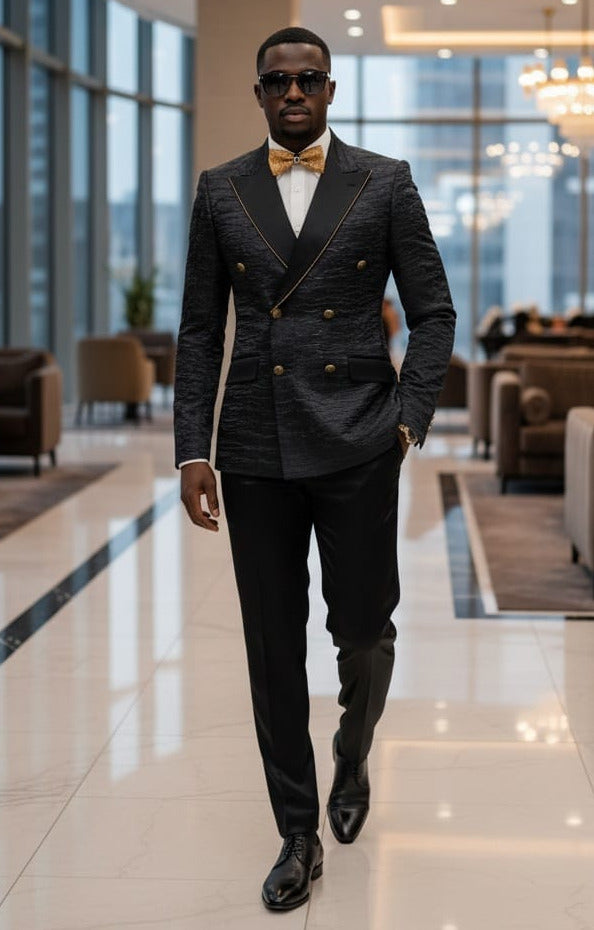 Giovanni Testi Slim Fit Double Breast Crinkle Fabric Suit – Suitfellas