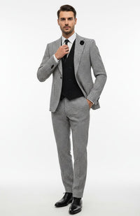 Giovanni Testi 1 Button 3 piece Hounds tooth Suit GT1N+V-7009 BLK/WHITE