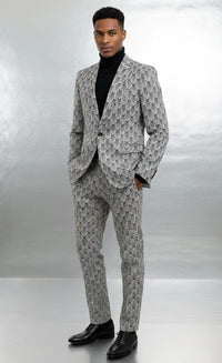 Giovanni Testi 1 Button Peak Lapel suit GTRVL1P-ANJA BLK/WHITE