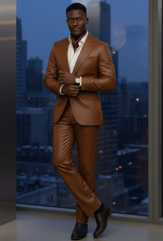 Giovanni Testi Slim Fit Faux Leather Suit – Suitfellas