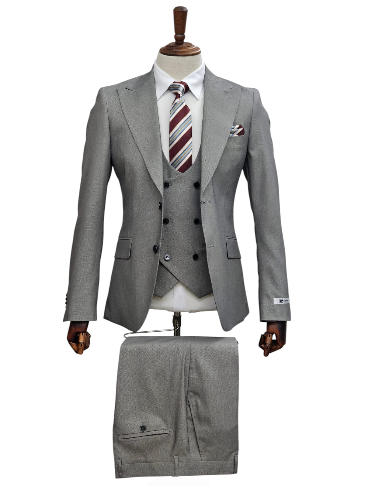 Giovanni Testi 2 Button 3Pc Slim Fit Suit GT2P+V-H5130 L.GREY
