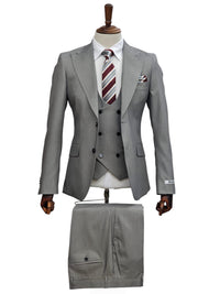 Giovanni Testi 2 Button 3Pc Slim Fit Suit GT2P+V-H5130 L.GREY