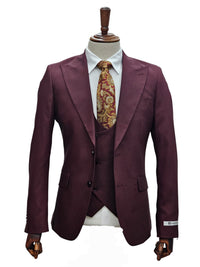 Giovanni Testi 2 Button 3Pc Slim Fit Suit GT2P+V-H5130 BURGUNDY