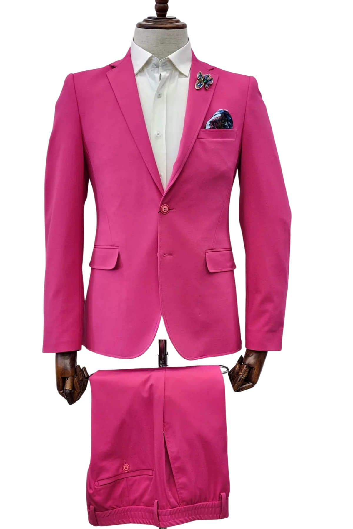 Giovanni Testi Traveler 2 Button Stretch Slim Fit Suit GTRVL2N-01 Hot Pink