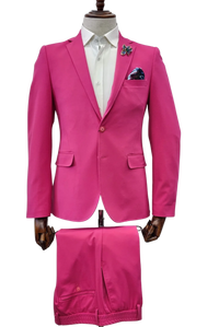 Giovanni Testi Traveler 2 Button Stretch Slim Fit Suit GTRVL2N-01 Hot Pink
