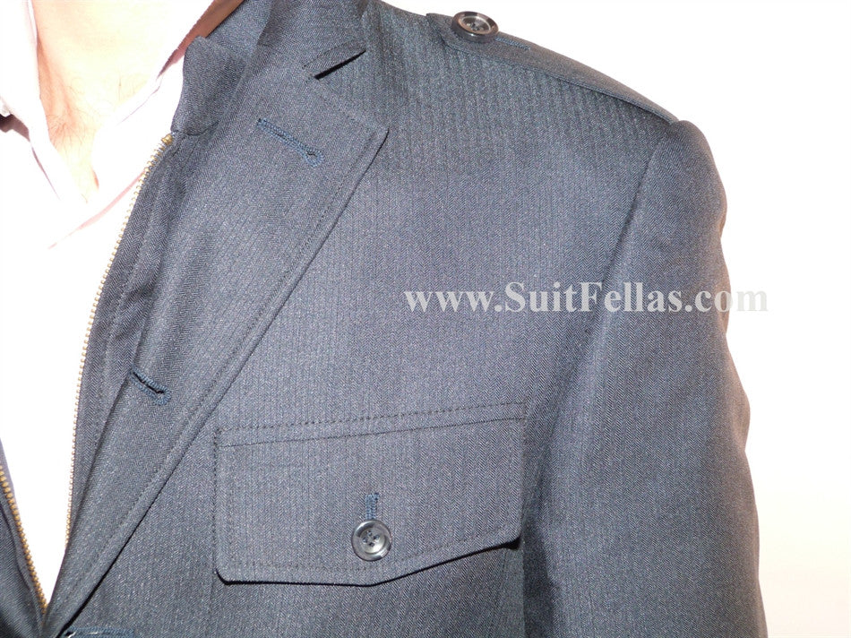 Giovanni Testi Navy Semi Casual Suit with Patch Pockets 
