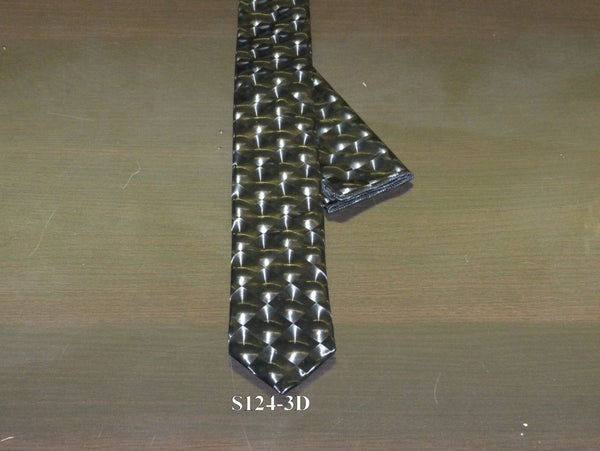Giovanni Testi 3D Skinny Tie & Hanky Set Style# S124