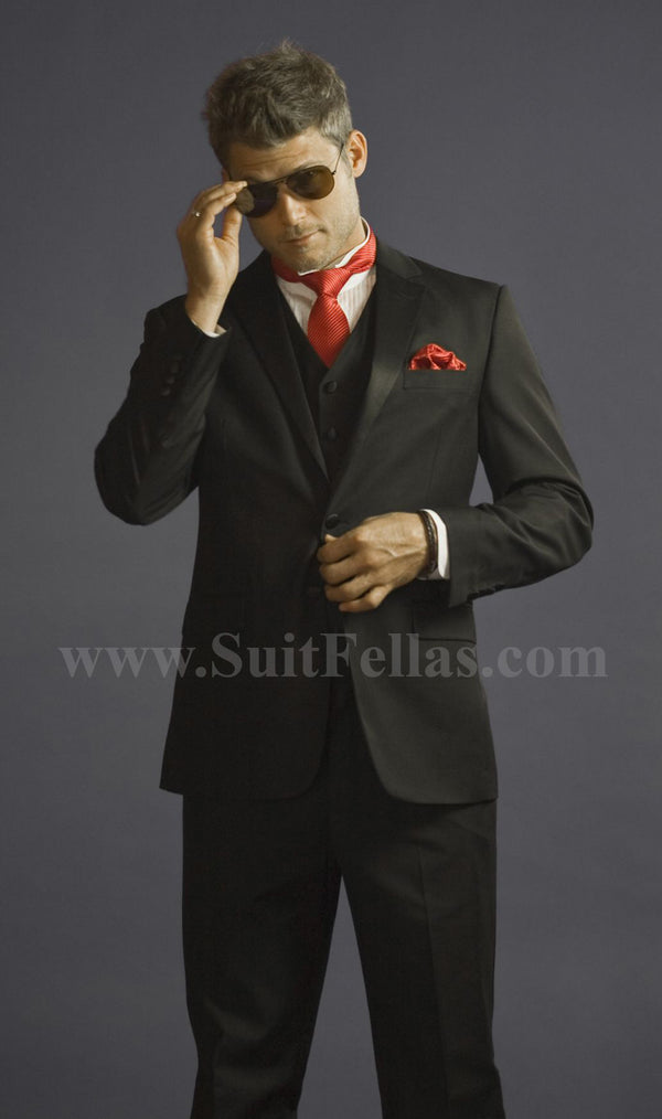 2 Button 3 Piece Tapered Cut Flat Front Tuxedo
