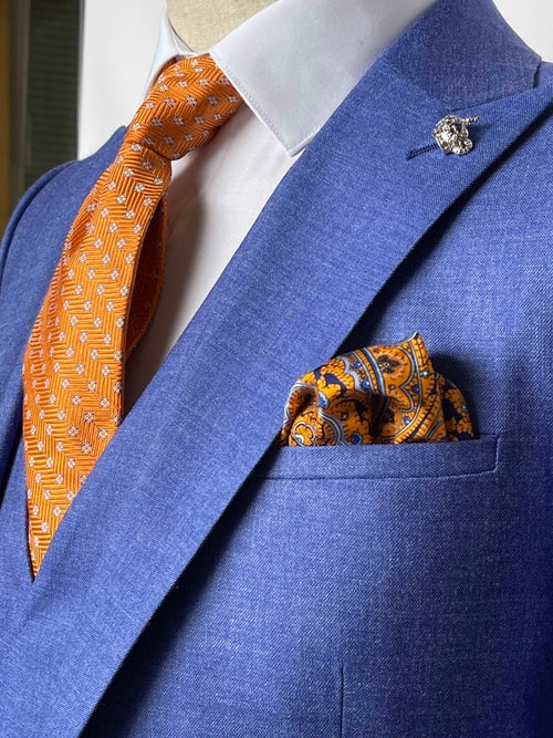 Giovanni 1 Button 3 Piece French Slim Fit Suit - Blue 36R Giovanni 1 Button 3 Piece French Slim Fit Suit - Blue 36R