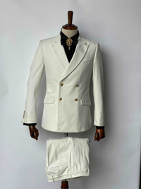 Giovanni Testi 4 on 2 White Stretch Velvet Suit GT4DB-1925 WHITE