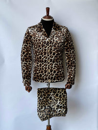 Giovanni Testi Leopard Skin 2 Piece Set with patch pockets GTCJ-A2306 BLK/GOLD