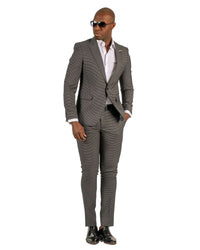 Giovanni Testi Traveler 1 Button Peak Lapel Slim Fit Suit GTRVL1P-5194 BLK/WHITE (R23-B)