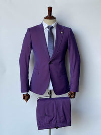 Giovanni Testi 1 Button Peak Lapel Violet slim fit suit stretch GTRVL1P-6625 VIOLET (R24-B)