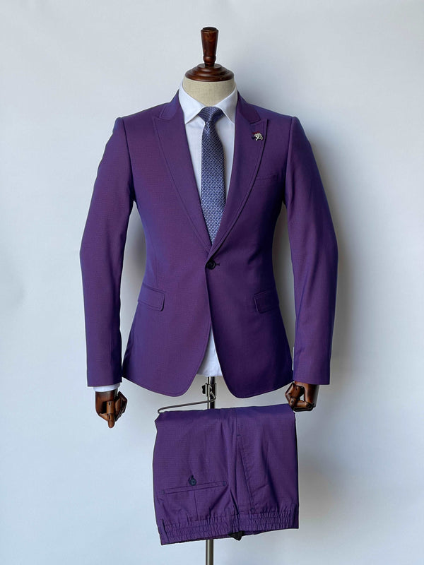 Giovanni Testi 1 Button Peak Lapel Violet slim fit suit stretch GTRVL1P-6625 VIOLET (R24-B)
