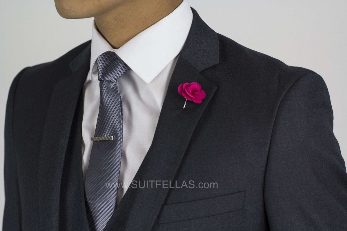 2 Button Notch Lapel Charcoal Slim Fit Suit FF2SV-4030