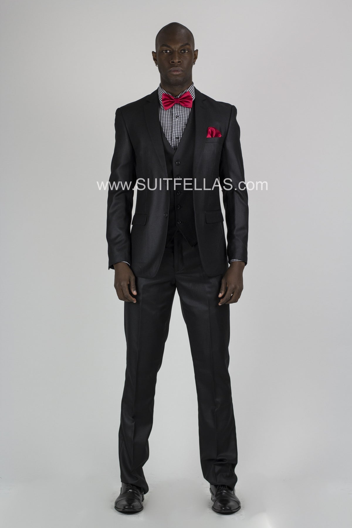 2 Button Notch Lapel Black Slim Fit Suit FF2SV-423