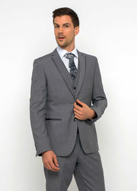 Fabio Fabrinni 2 Button 3 Piece Light Grey Slim Fit Suit with Satin Taping FF2NAV-1230 L.Grey
