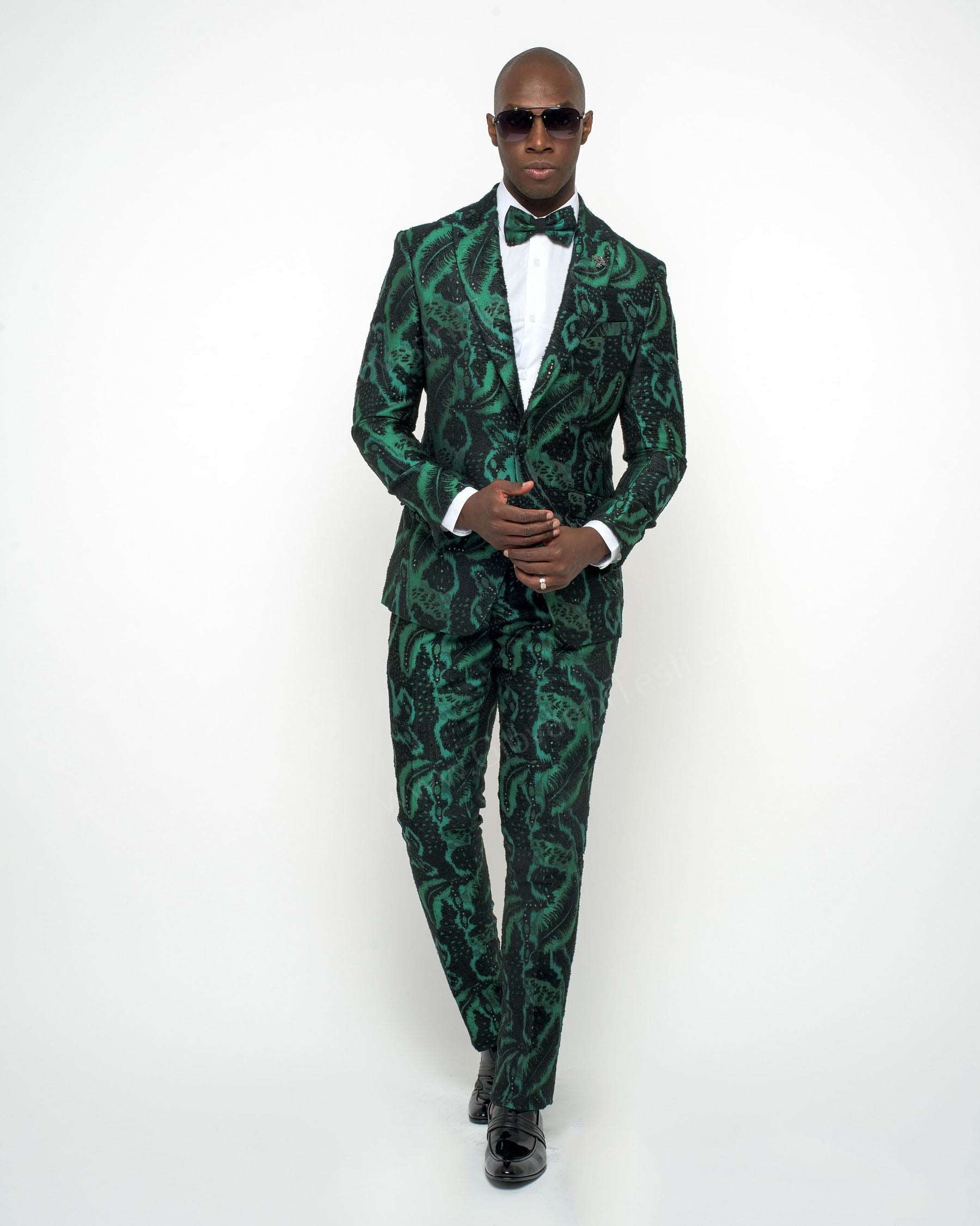 Giovanni Testi 1 Button Green/Black Slim Fit Suit - Buy Online