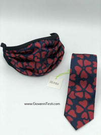 Face Mask & Tie Set S125-6, Navy / Red