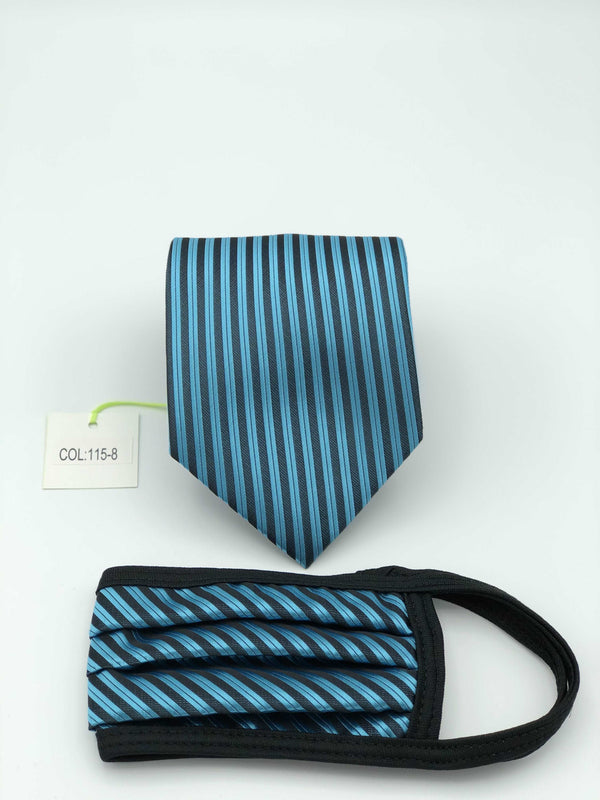 Classic Tie & Face Mask Set, 115-8 Turquoise