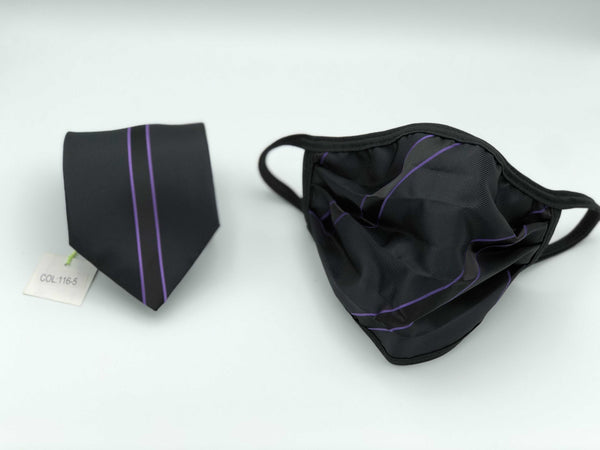 Classic Tie & Face Mask Set, 116-5 Purple