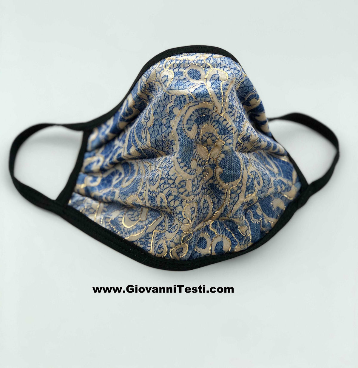 Giovanni Testi 1 Button Stretch Velvet Shawl Lapel Suit GT1S-PARI BLUE/Ivory/Gold