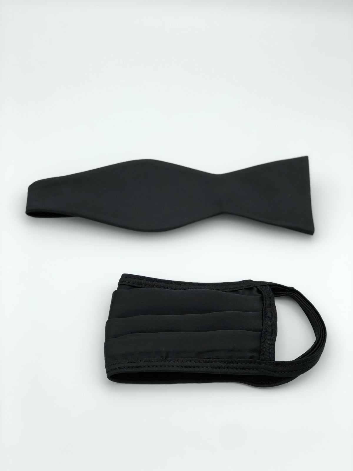 Self Bow Tie & Face Mask Set, Solid Black