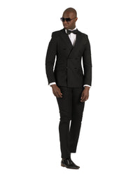 Fabio Fabrinni Double breast Black Slim Fit Suit FF6DB-1230 BLACK