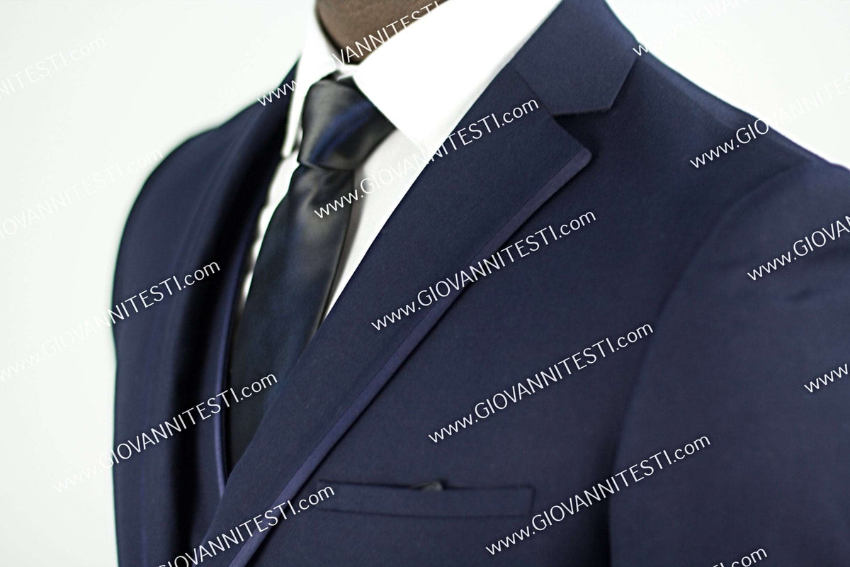 Fabio Fabrinni 2 Button 3 Piece Navy Slim Fit Suit with Satin Taping FF2NAV-1230 NAVY