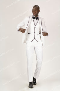 Fabio Fabrinni 2 Button 3 Piece White Slim Fit Suit FF2NAV-1230 WHITE