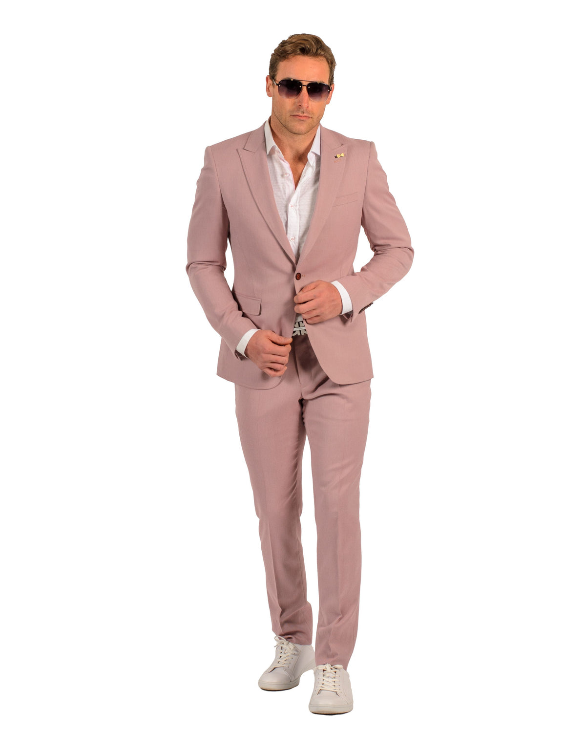 Giovanni Testi 1 Button Peak Lapel Strech Pink Birdseye Travel Suit GTRVL1P-4775 BLUSH/RED