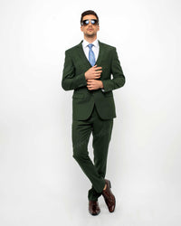 2 Button Notch Lapel Olive Slim Fit Suit FF2SV-4030