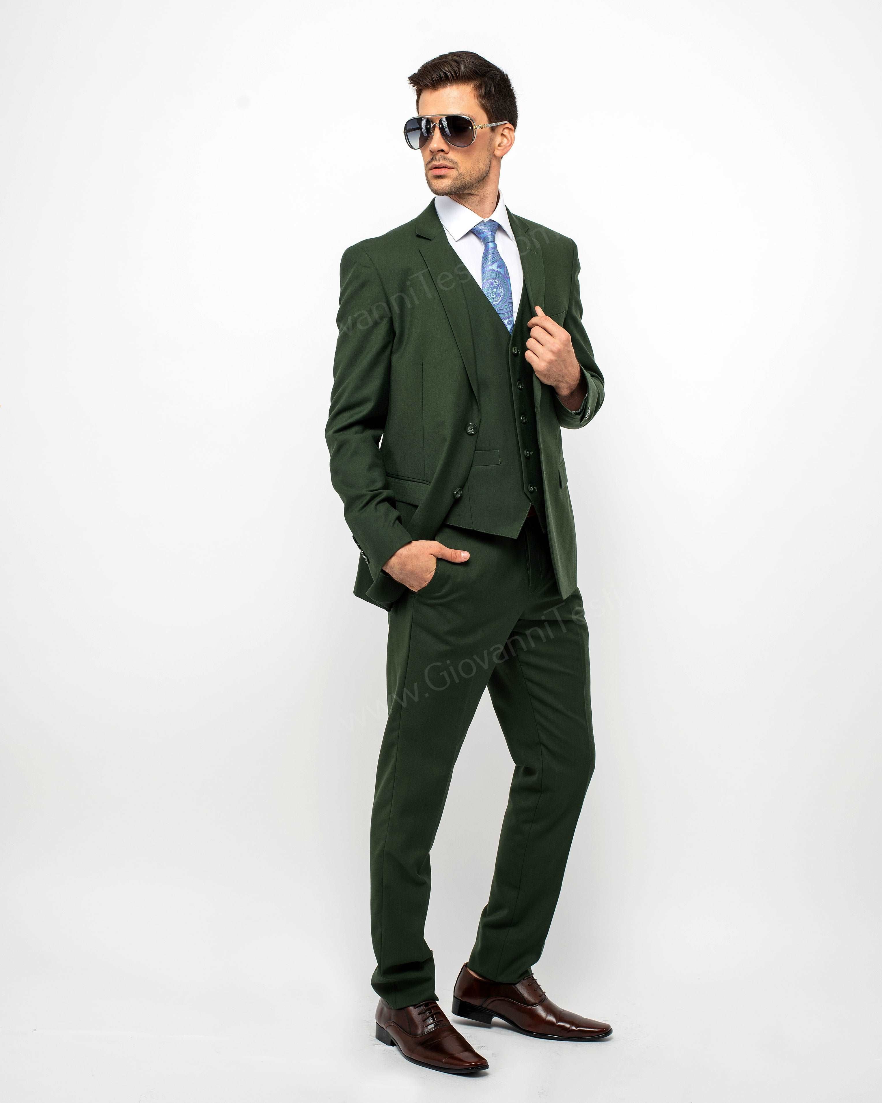 Fabio Fabrinni Slim Fit Olive 3 piece Suit - SuitFellas – Suitfellas