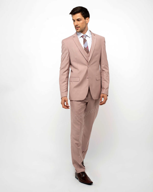 2 Button Notch Lapel Blush Slim Fit Suit FF2SV-4030