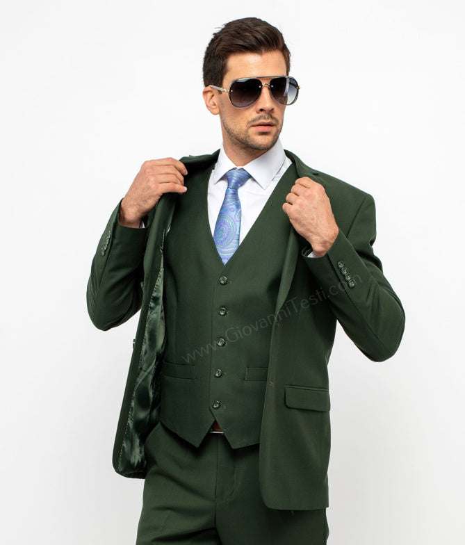 Fabio Fabrinni Slim Fit Olive 3 piece Suit - SuitFellas – Suitfellas