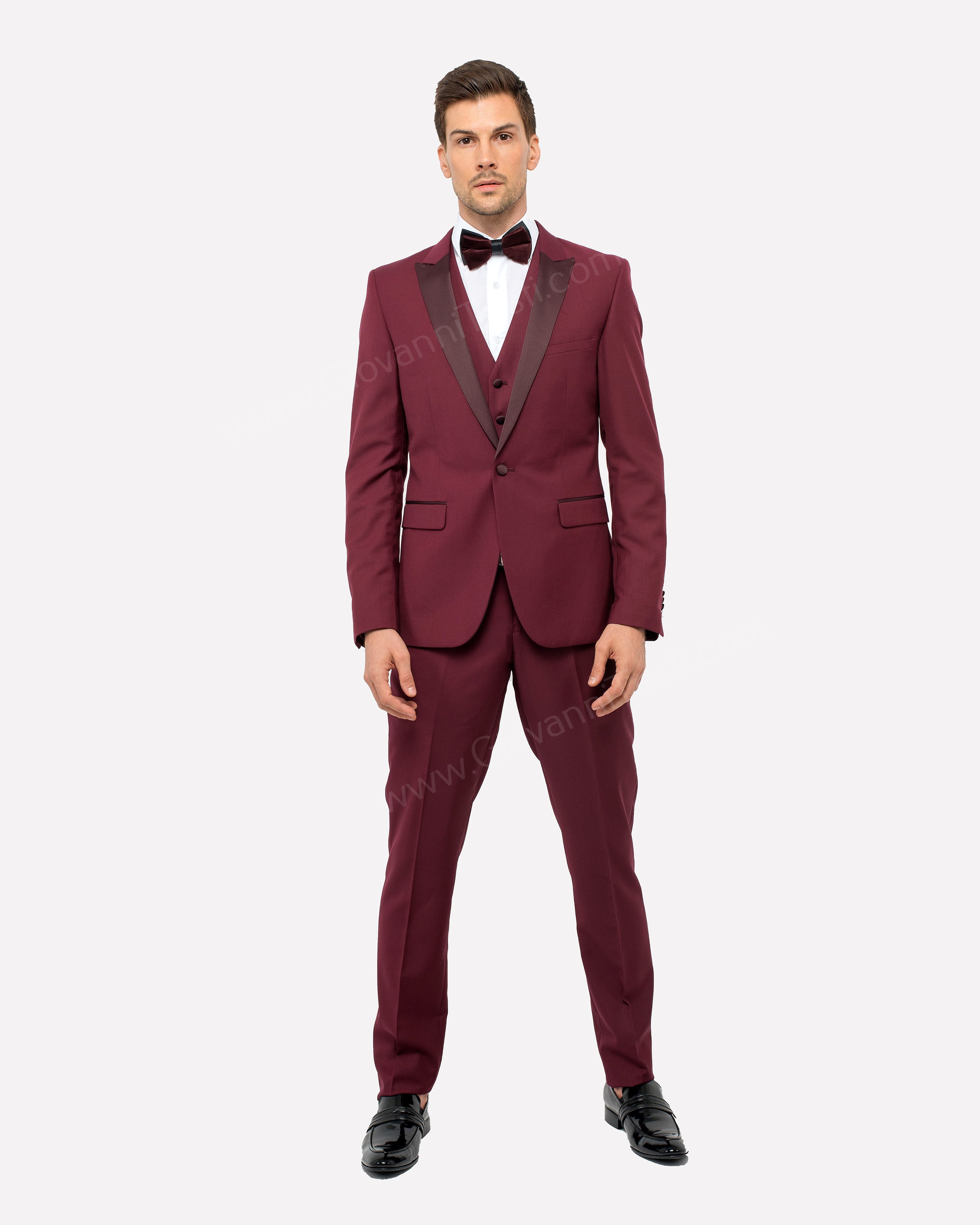 Slim Fit Tux Suit Mens Burgundy 1 Button SA MT187S Size 38 Long Final Sale