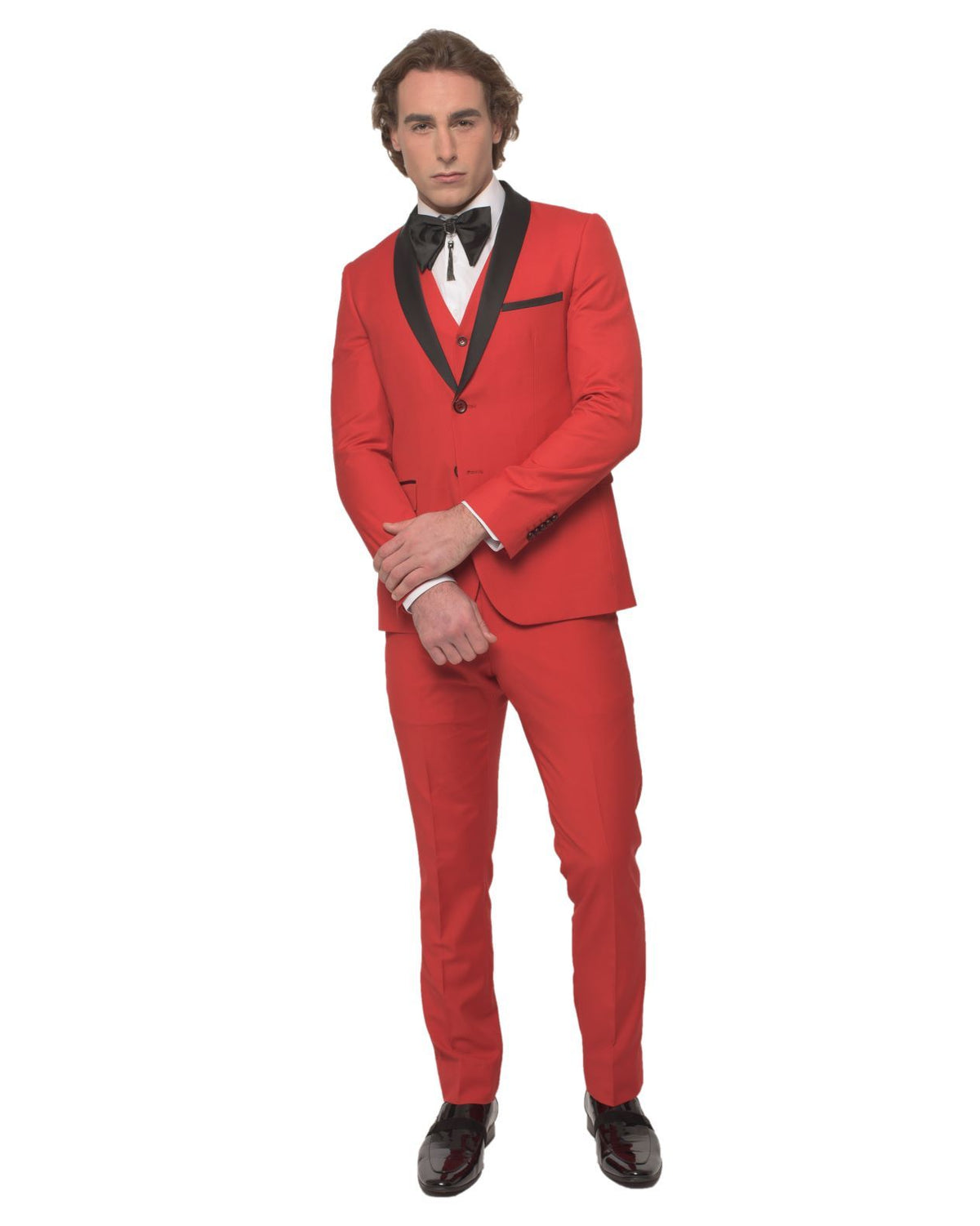 2 Button Shawl Lapel Red Slim Fit Suit FF2SSX+V-1230