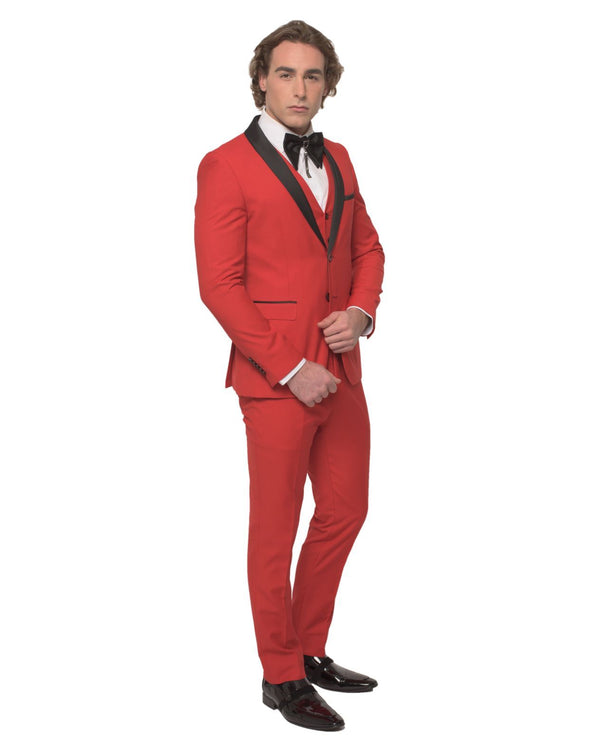 2 Button Shawl Lapel Red Slim Fit Suit FF2SSX+V-1230