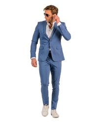 Giovanni Testi 2 button stretch Medium Blue Travel Suit GTRVL2N-01 M.BLUE