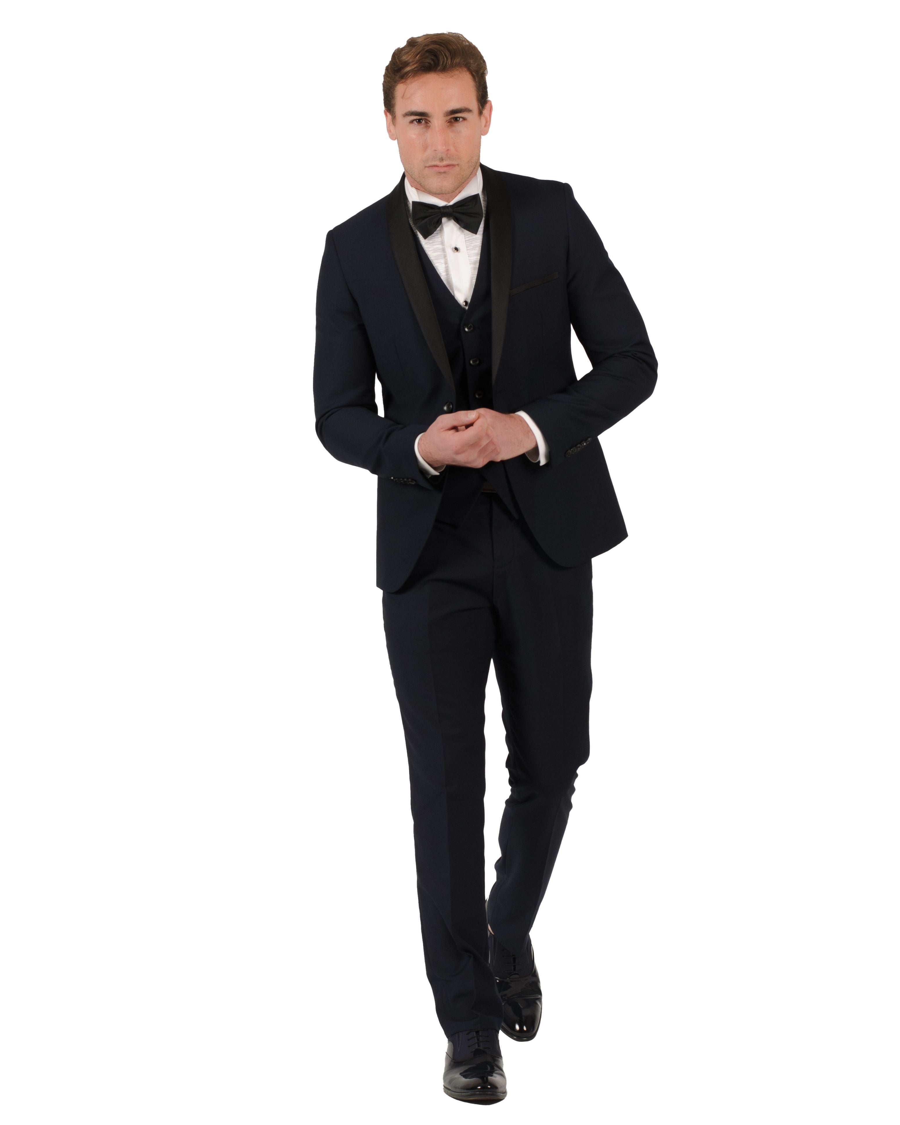 FABIO FABRINNI, Navy Slim Fit 3 piece Suit with Piping – Suitfellas