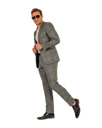 Giovanni Testi 1 Button Peak Lapel Stretch Traveler Suit GTRVL1P-5002 BLACK-WHITE
